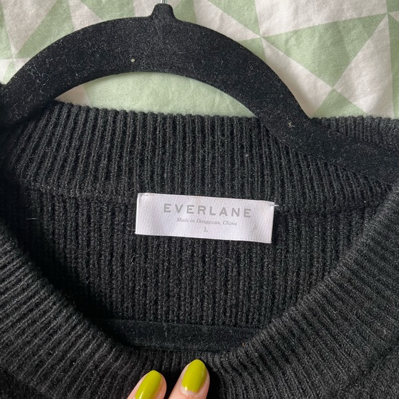 NWOT The Premium Ribbed Cashmere Crew, Black L - Picture 3 of 10